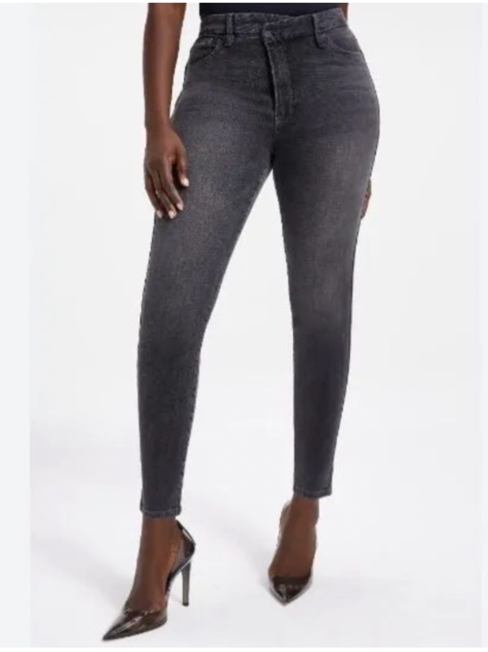 Good American Washed Black Good Curve Skinny Jeans Stretch Sculpting Denim